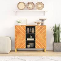 Skænk 90x33,5x75 cm massivt mangotræ brun og sort