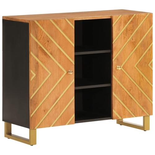 Skænk 90x33,5x75 cm massivt mangotræ brun og sort