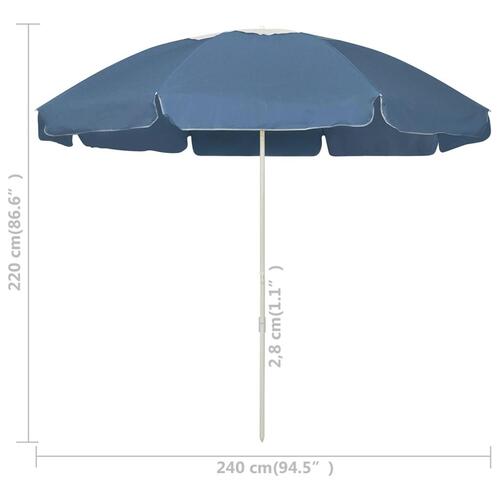 Strandparasol 240 cm blå