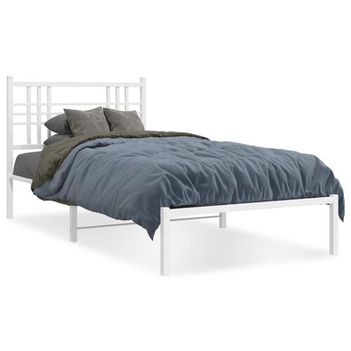 Sengeramme med sengegavl 100x200 cm metal hvid