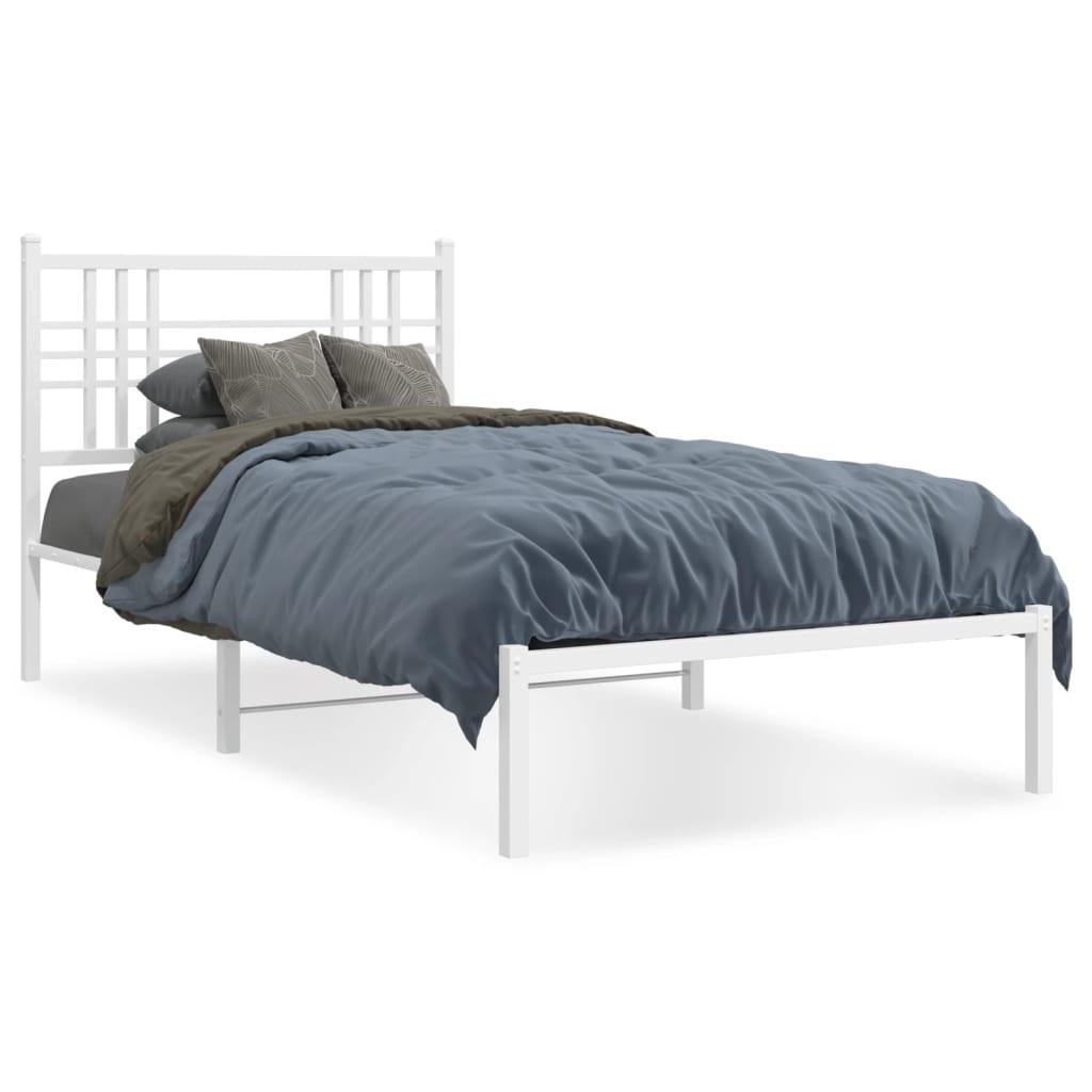 Sengeramme med sengegavl 100x200 cm metal hvid