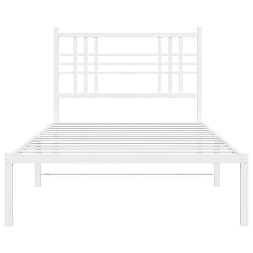 Sengeramme med sengegavl 100x200 cm metal hvid