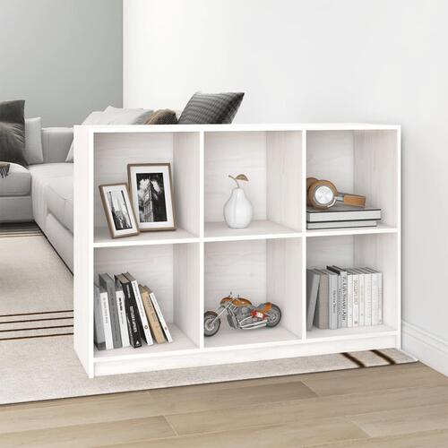 Bogreol 104x33x76 cm massivt fyrretræ hvid