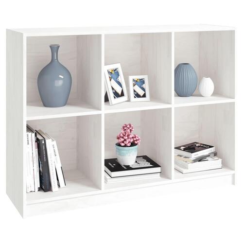 Bogreol 104x33x76 cm massivt fyrretræ hvid
