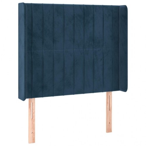 Sengegavl med kanter i fløjl - mørkeblå, 93 x 16 x 118/128 cm