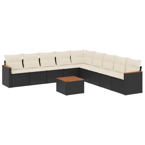 Sofasæt til haven 10 dele med hynder polyrattan sort