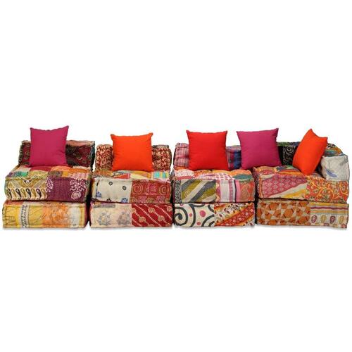 4-personers modulpuf stof patchwork