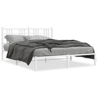 Sengeramme med sengegavl 150x200 cm metal hvid
