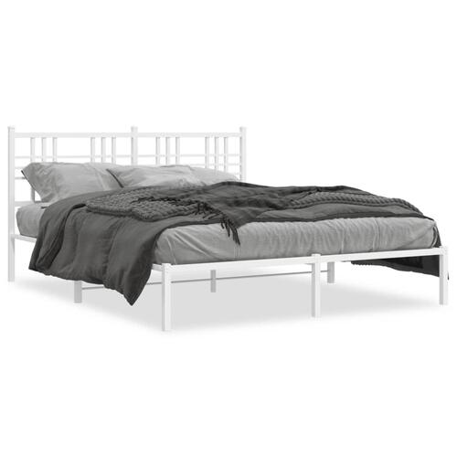 Sengeramme med sengegavl 150x200 cm metal hvid