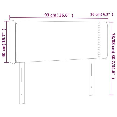 Sengegavl med LED-lys 93x16x78/88 cm fløjl Mørkeblå