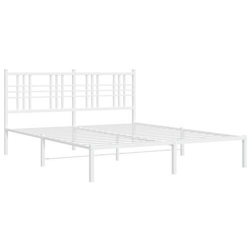 Sengeramme med sengegavl 150x200 cm metal hvid