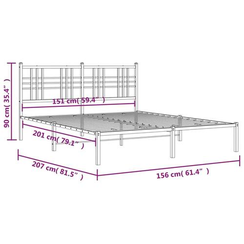 Sengeramme med sengegavl 150x200 cm metal hvid