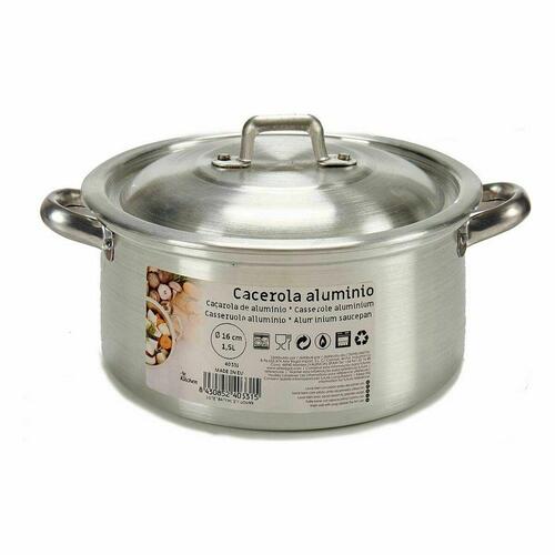 Gryde Med Låg Sølvfarvet Aluminium 1,5 L 18 x 10 x 23,5 cm (10 enheder)