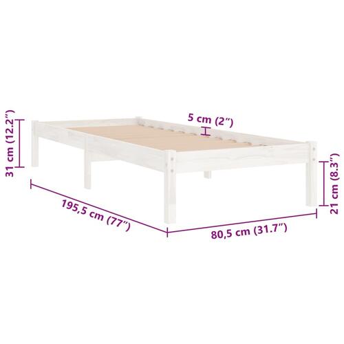 Sengeramme 75x190 cm Small Single massivt træ hvid
