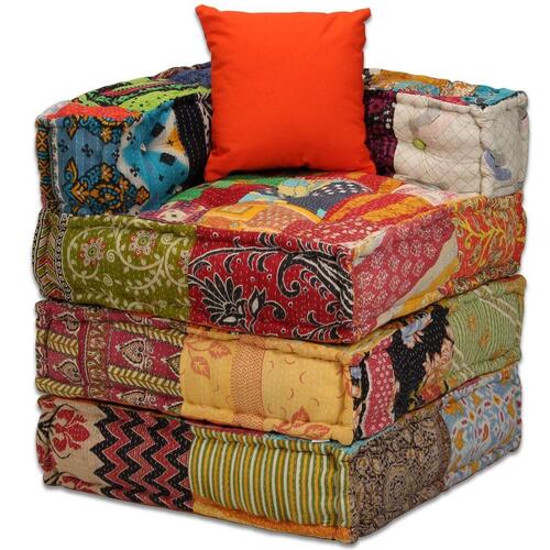 4-personers modulpuf stof patchwork