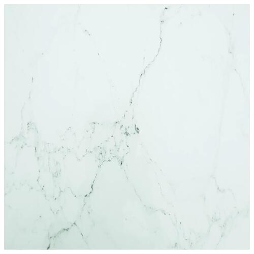 Bordplade 80x80 cm 6 mm hærdet glas med marmordesign hvid