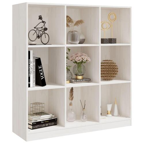 Bogskab/rumdeler 104x33,5x110 cm massivt fyrretræ hvid