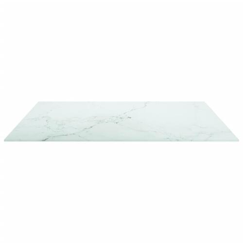 Bordplade 80x80 cm 6 mm hærdet glas med marmordesign hvid