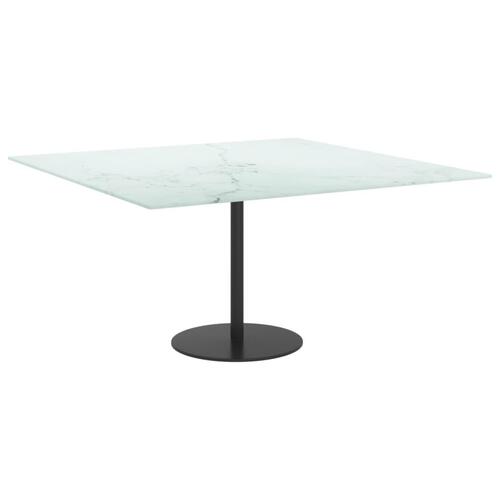 Bordplade 80x80 cm 6 mm hærdet glas med marmordesign hvid