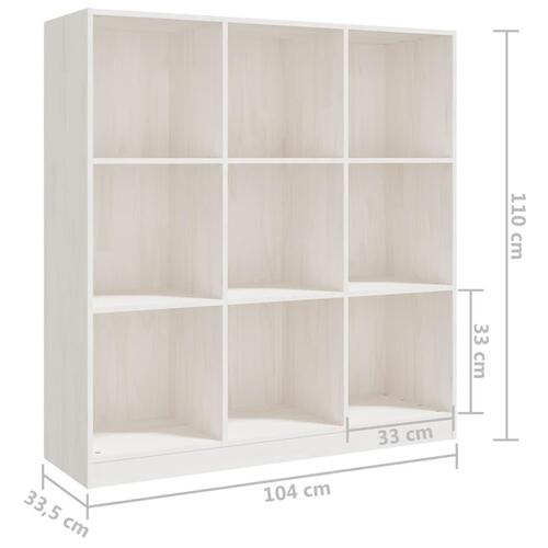 Bogskab/rumdeler 104x33,5x110 cm massivt fyrretræ hvid