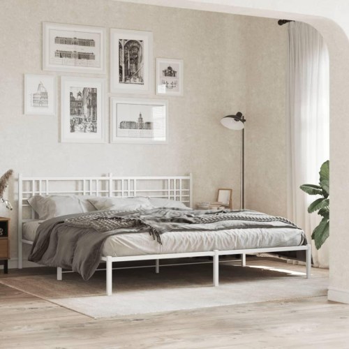 Sengeramme med sengegavl 180x200 cm metal hvid