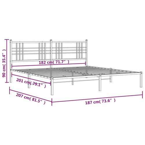 Sengeramme med sengegavl 180x200 cm metal hvid