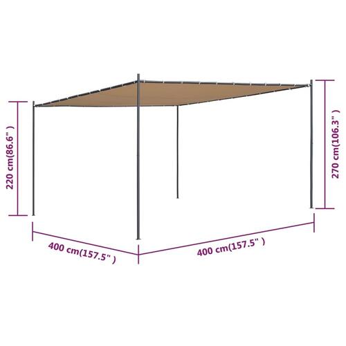 Pavillon med fladt tag 4x4x2,4 m beige