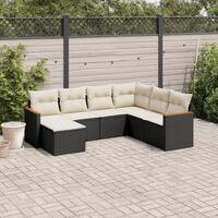 Sofasæt til haven 7 dele med hynder polyrattan sort
