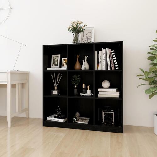 Bogskab/rumdeler 104x33,5x110 cm massivt fyrretræ sort