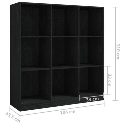 Bogskab/rumdeler 104x33,5x110 cm massivt fyrretræ sort