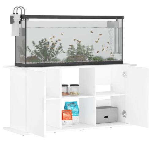 Akvariebord 121x41x58 cm konstrueret træ hvid