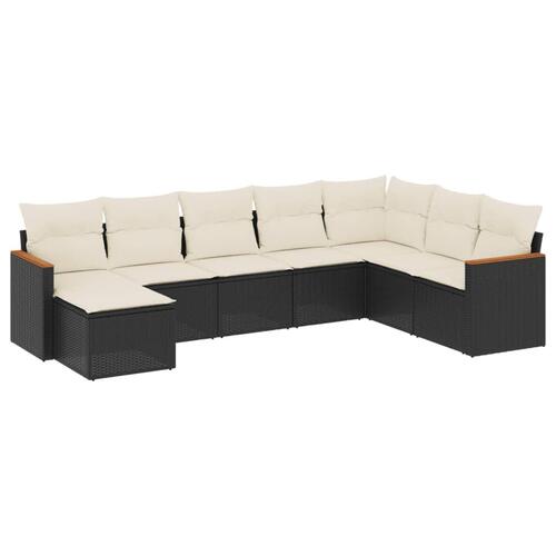 Sofasæt til haven 8 dele med hynder polyrattan sort