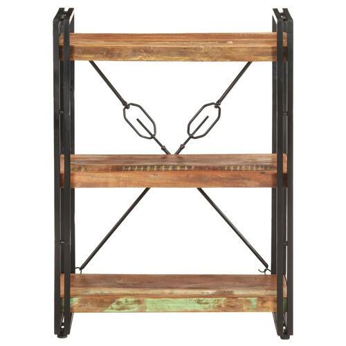 Bogreol m. 3 hylder 60x30x80 cm massivt genbrugstræ