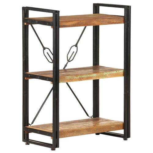 Bogreol m. 3 hylder 60x30x80 cm massivt genbrugstræ