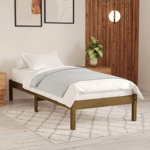 Sengeramme 75x190 cm Small Single massivt træ gyldenbrun
