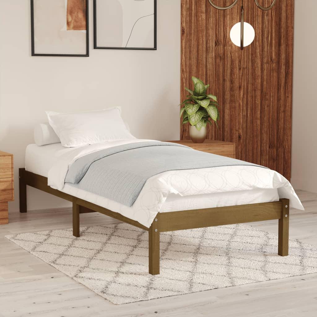 Sengeramme 75x190 cm Small Single massivt træ gyldenbrun