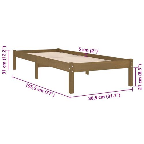 Sengeramme 75x190 cm Small Single massivt træ gyldenbrun
