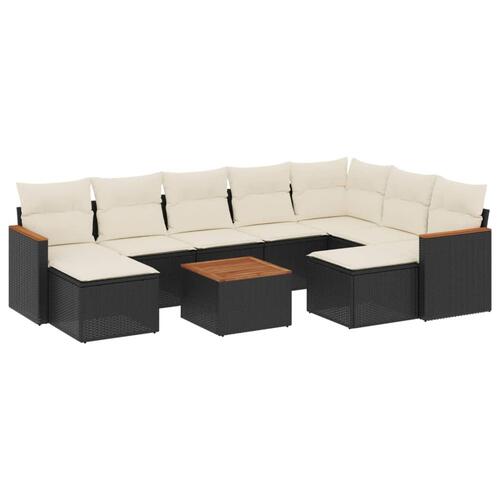 Sofasæt til haven 10 dele med hynder polyrattan sort