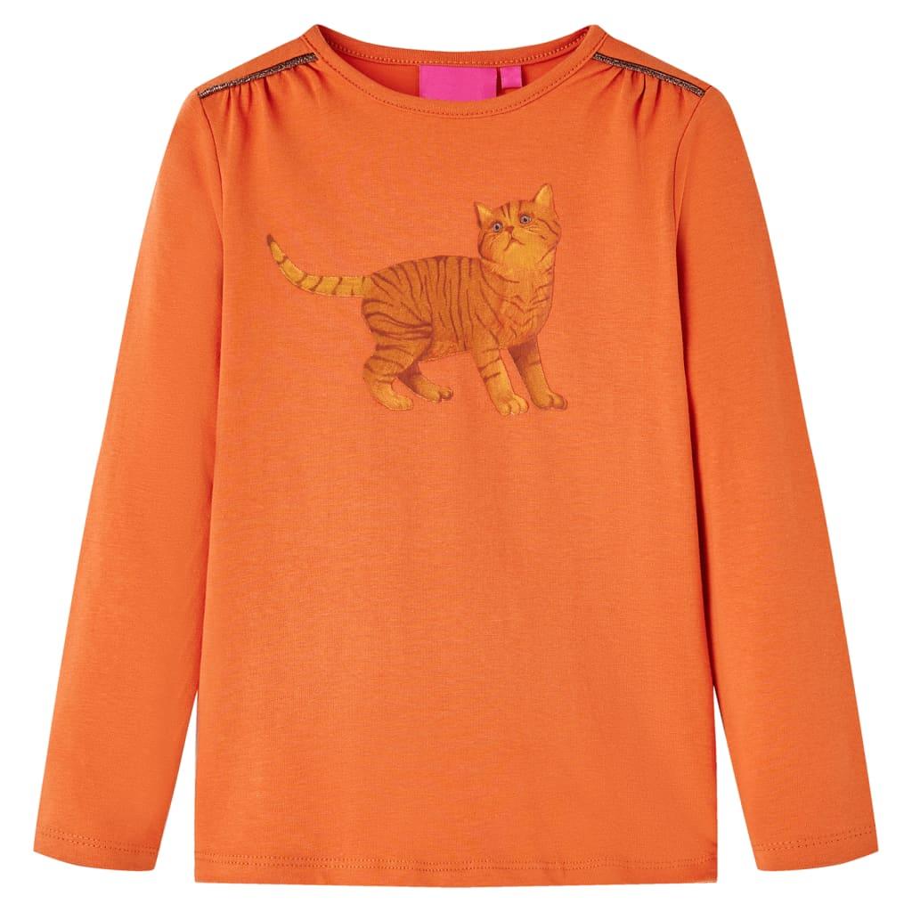 Langærmet T-shirt til børn str. 92 cm orange billede