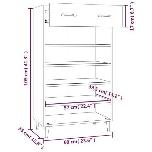 Skoreol 60x35x105 cm konstrueret træ røget egetræsfarve