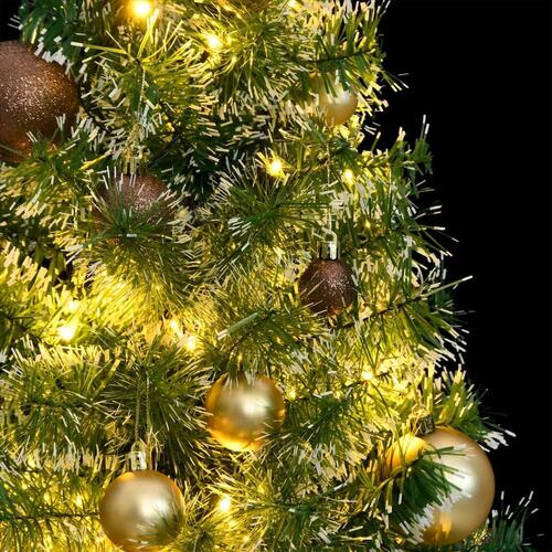 Kunstigt juletræ med 150 LED'er + sne og kuglesæt 120 cm