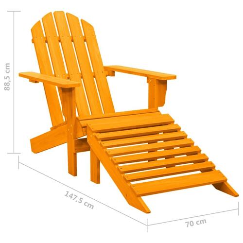 Adirondack-havestol med fodstøtte massivt grantræ orange