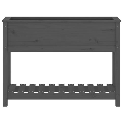 Plantekasse med hylde 111,5x34,5x81 cm massivt fyrretræ grå