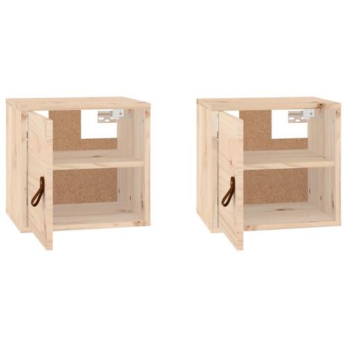 Vægskabe 2 stk. 31,5x30x30 cm massivt fyrretræ