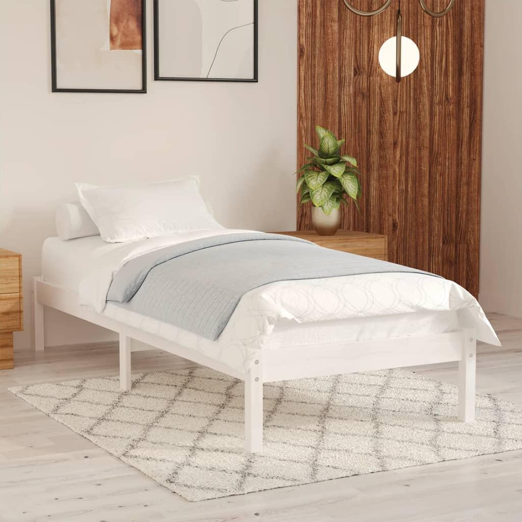 Sengeramme 90x190 cm Single massivt træ hvid