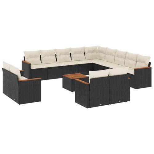 Sofasæt til haven 14 dele med hynder polyrattan sort