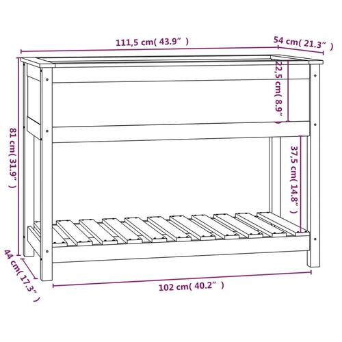 Plantekasse med hylde 111,5x54x81 cm massivt fyrretræ sort