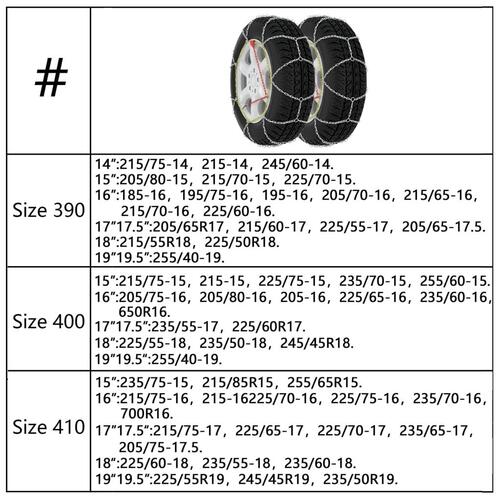2 Snekæder til bil 12 mm KN 70 195/55-15 195/60-15 205/50-15 195/50-16