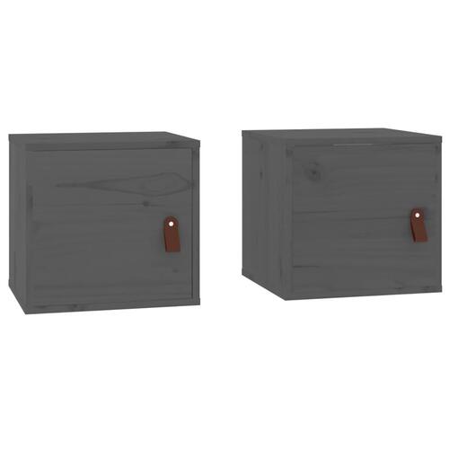 Vægskabe 2 stk. 31,5x30x30 cm massivt fyrretræ grå