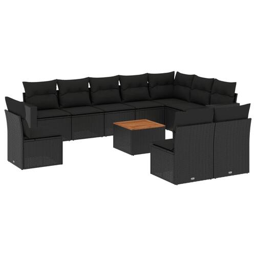 Sofasæt til haven 11 dele med hynder polyrattan sort
